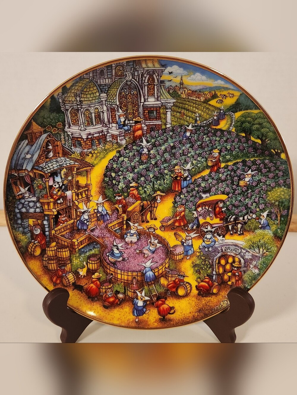 Vintage Bill Bell Franklin Mint Decorative Plate Set - Cat & Dog Whimsical Art - Picture 2 of 5